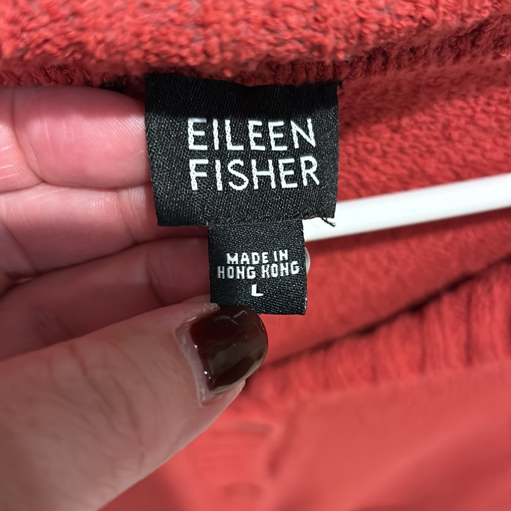 Eileen Fisher button down sweater w/collar, dark orange, size large,great 4 fall - Picture 7 of 9